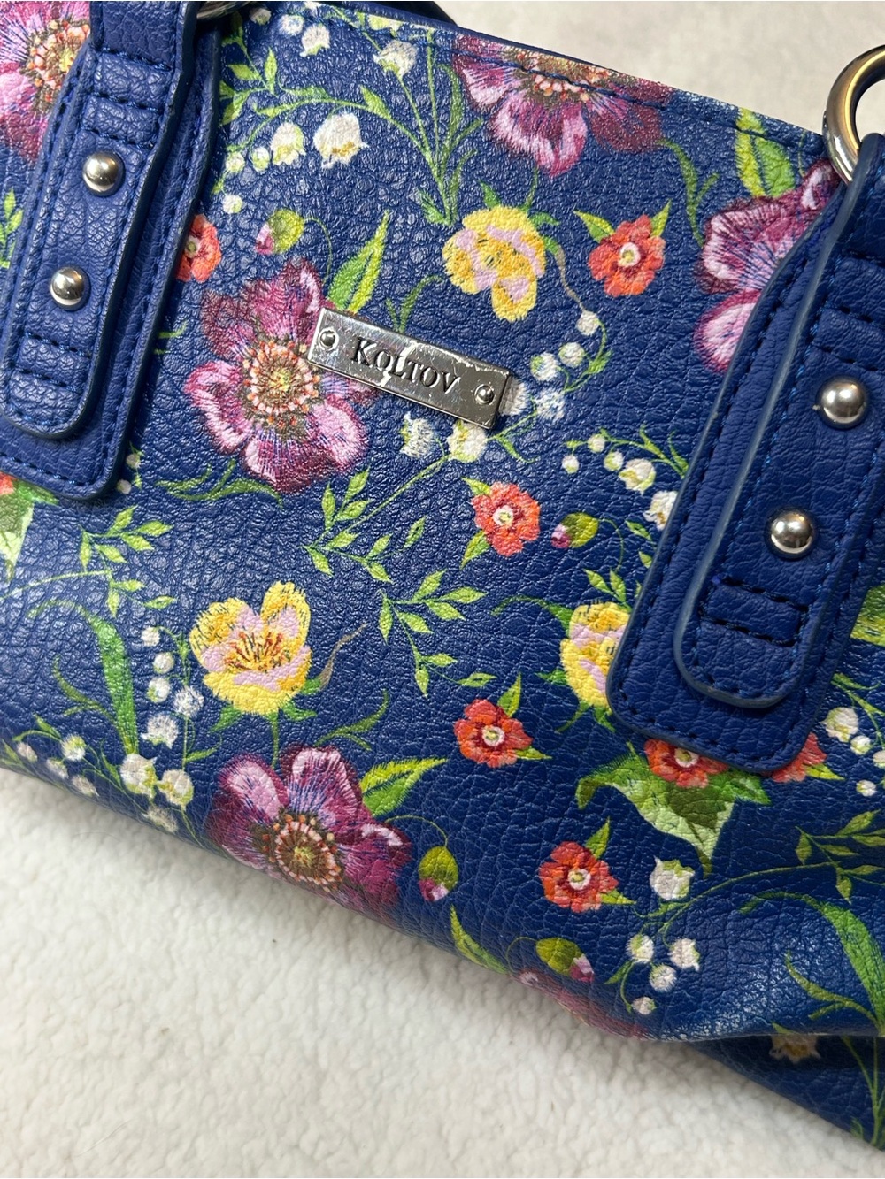 Koltov Floral Print Blue Purse Bag